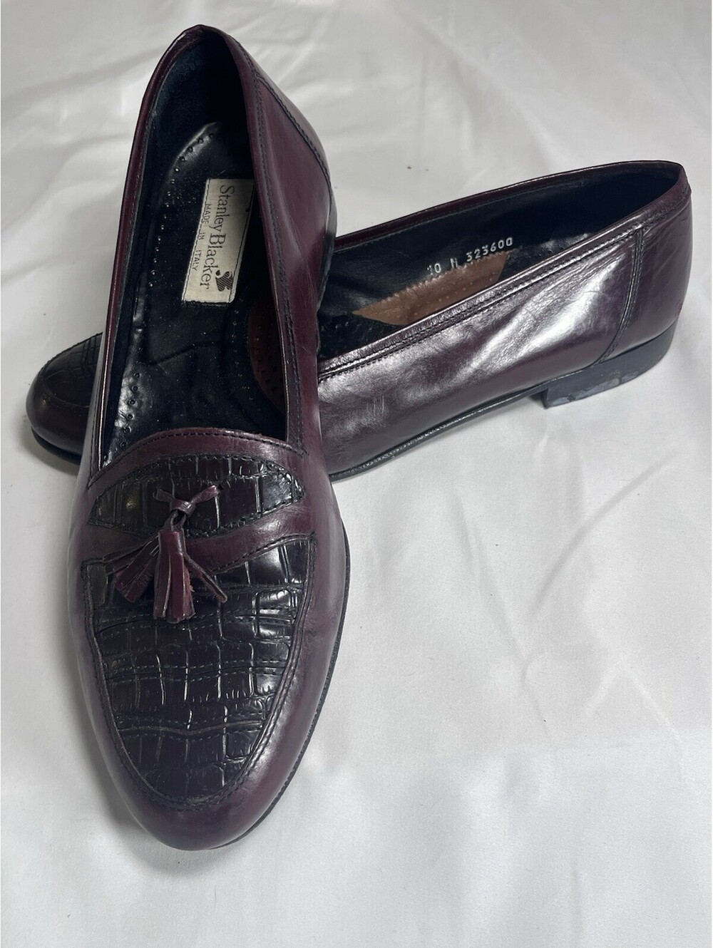 Stanley Blacker Burgundy Leather Tassel Loafers 10M